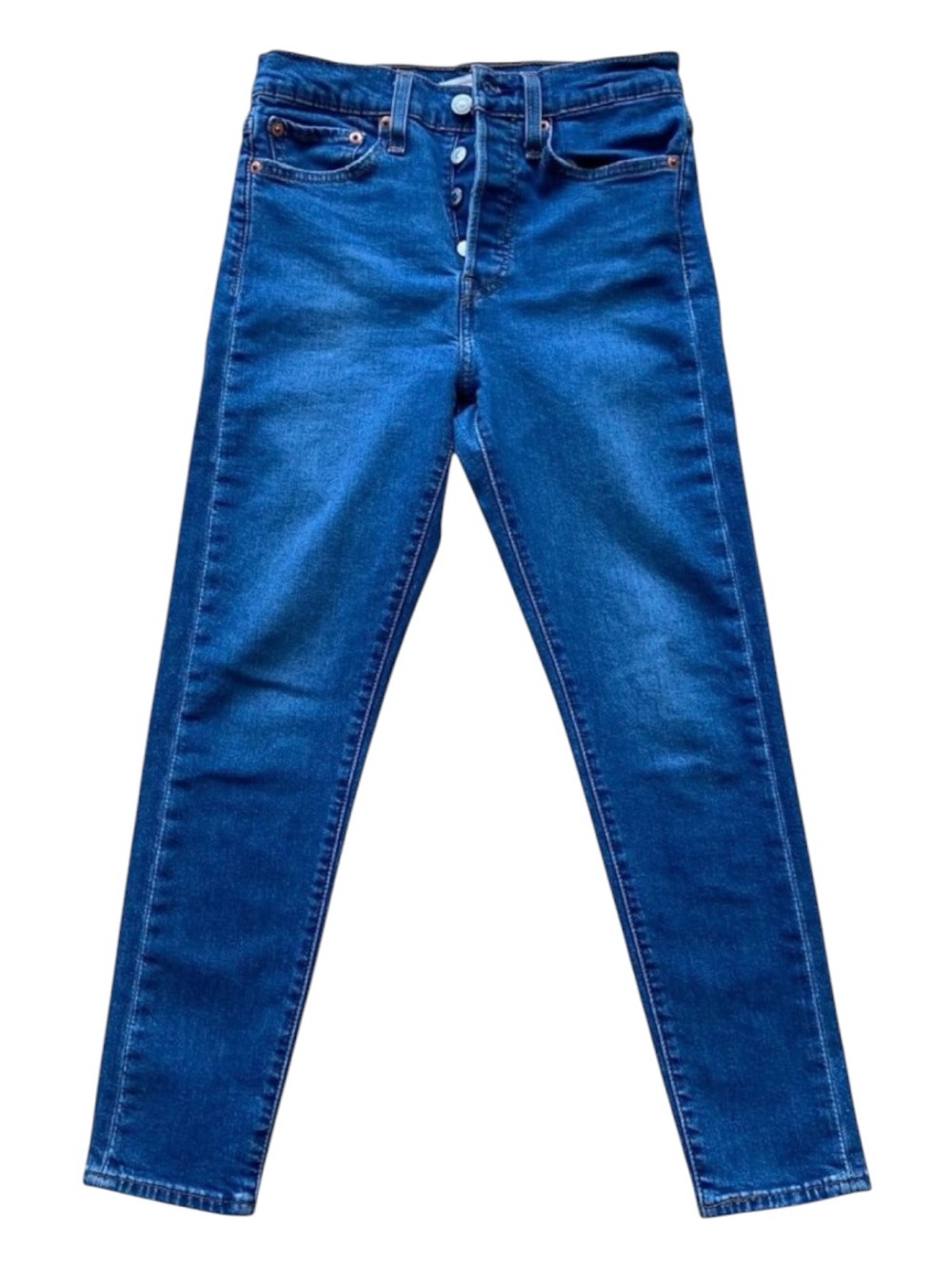 Levis Wedgie Skinny High-Rise Jeans Size 27 Medium Wash Blue Denim button fly
